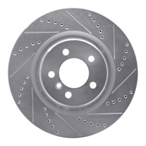 Land Rover Range Rover Brake Rotor (1) - Front Right - R1 Concepts - Drilled & Slotted - Silver - `06-`12